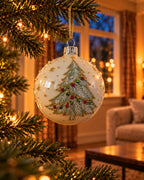 Kerstbal glas 8 cm, kerstboom, winterwit