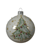 Kerstbal glas 8 cm, kerstboom, winterwit