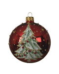 Kerstbal glas 8 cm, kerstboom, kerstrood
