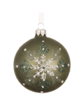 Kerstbal glas 8 cm mat, gekleurde sneeuwvlok, rosemarijn