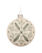 Kerstbal glas 8 cm mat, gekleurde sneeuwvlok, wolwit