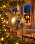 Kerstbal glas 8 cm mat, kerstboom, licht goud