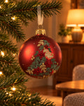 Kerstbal glas 8 cm mat, kerstboom, kerstrood