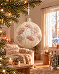 Kerstbal glas 8 cm mat, boom, wolwit