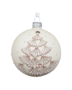 Kerstbal glas 8 cm mat, boom, wolwit
