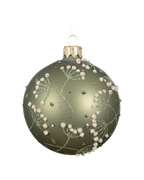 Kerstbal glas 8 cm mat, schermbloem, rosemarijn