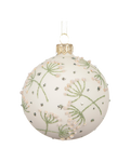 Kerstbal glas 8 cm mat, schermbloem, wolwit