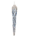 Ornament glas transparant met pailletten, nachtblauw