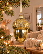 Eikel glas met glitter, goud