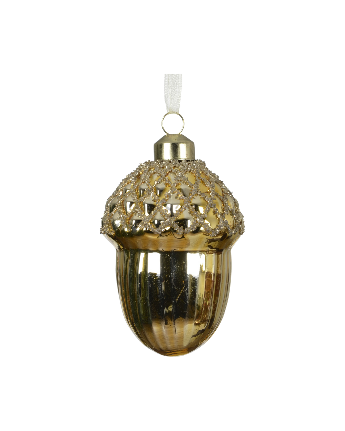 Eikel glas met glitter, goud