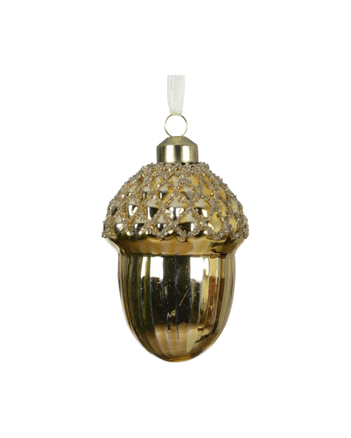 Eikel glas met glitter, goud
