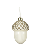 Eikel glas met goudglitter, wolwit