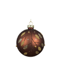 Kerstbal glas 8 cm mat met kralentakjes, espresso