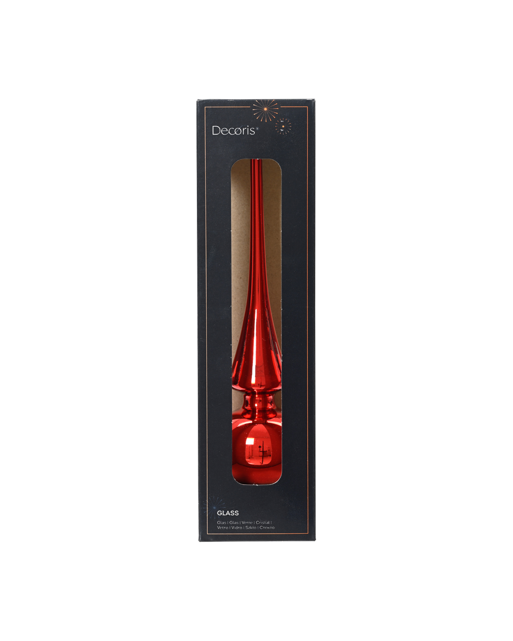 Piek glas 26 cm glans, kerstrood