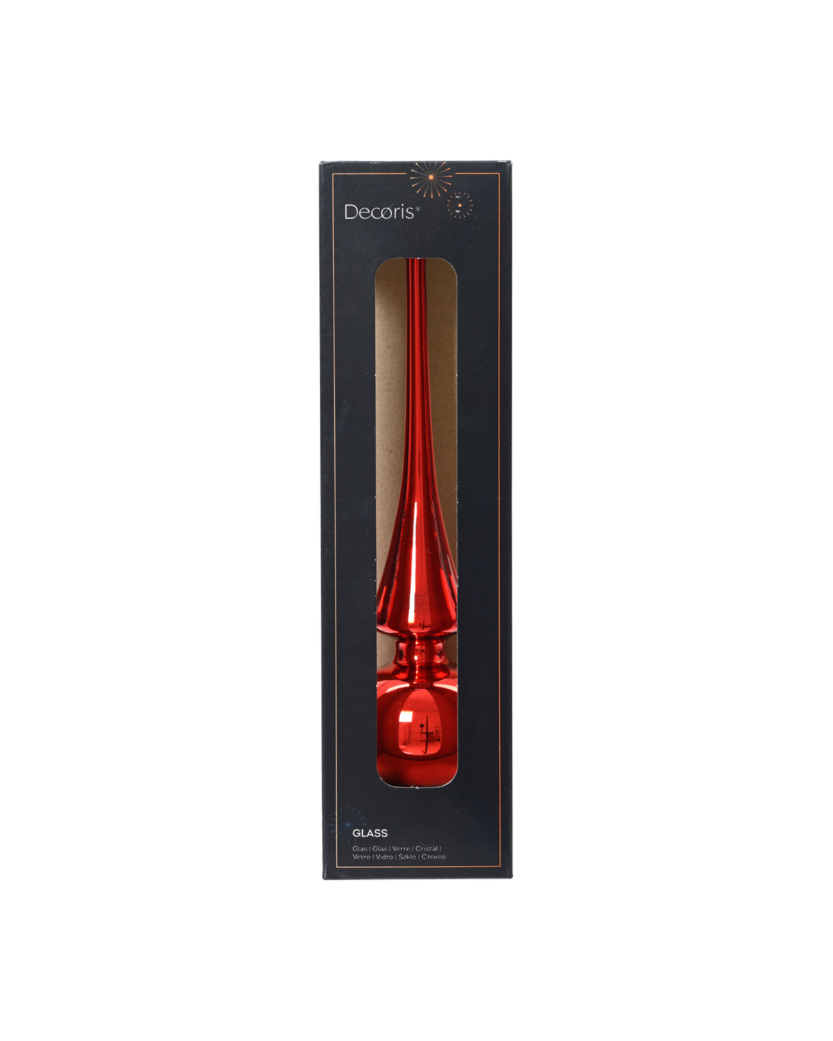 Piek glas 26 cm glans, kerstrood