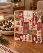 Adventskalender met 24 glazen figuurtjes, rood