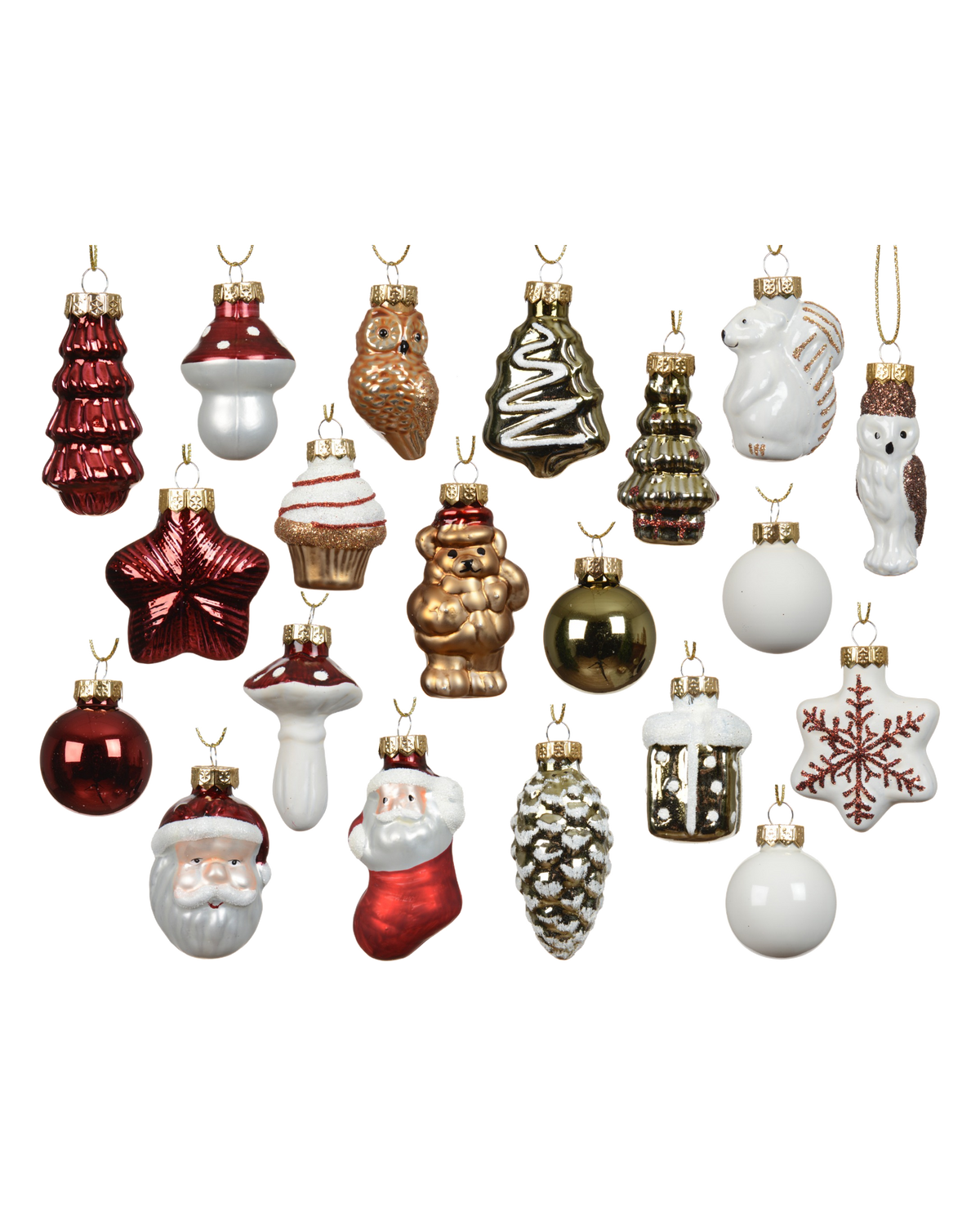 Adventskalender met 24 glazen figuurtjes, rood