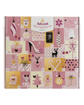 Adventskalender met 24 glazen figuurtjes, roze