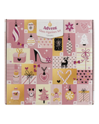 Adventskalender met 24 glazen figuurtjes, roze