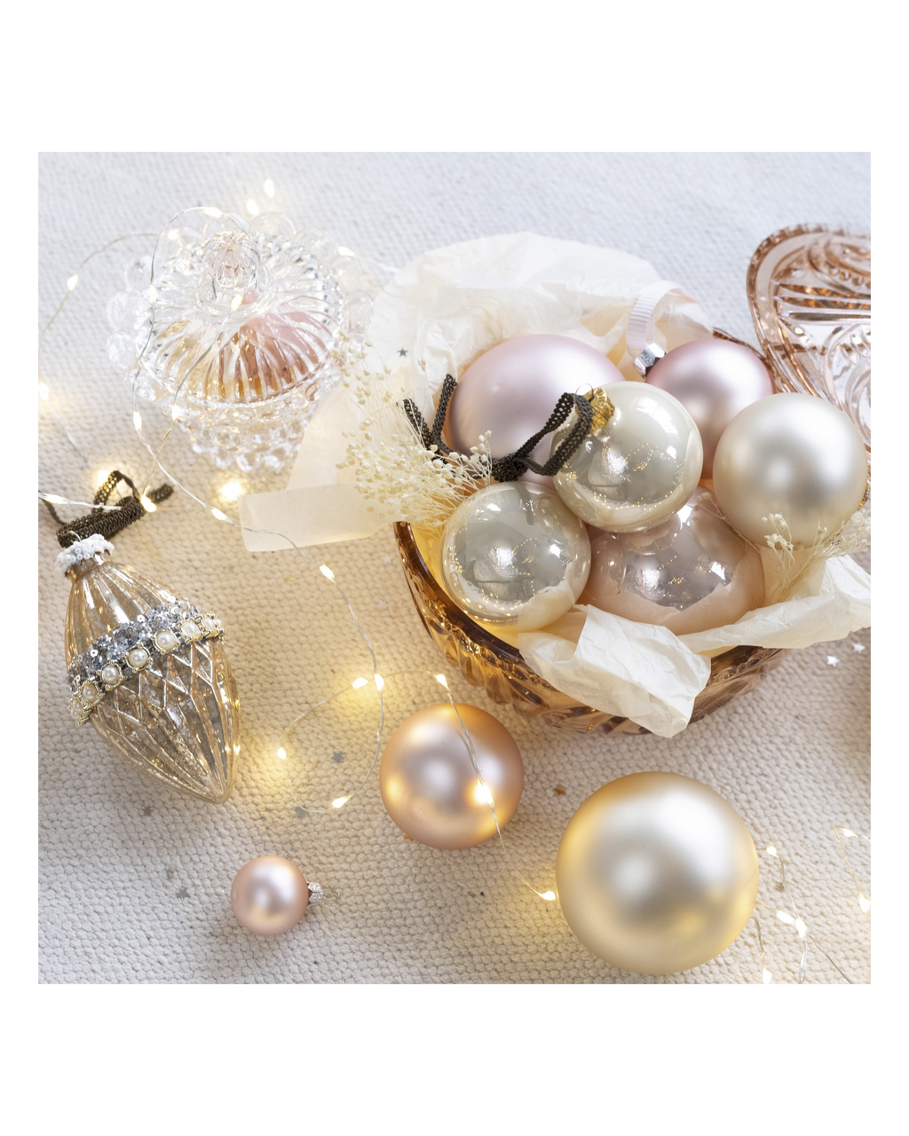Kerstballen glas 6 cm, koker à 10, parel