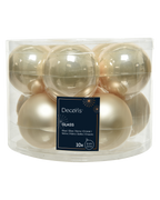 Kerstballen glas 6 cm, koker à 10, parel