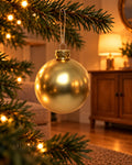 Kerstballen glas 6 cm, koker à 10, licht goud