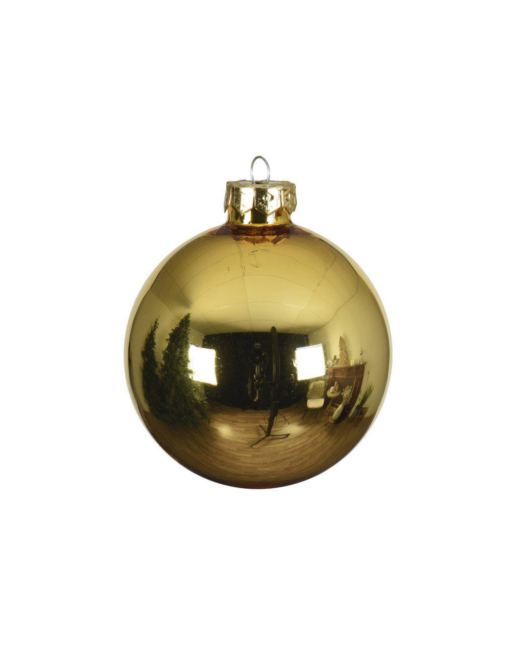 Kerstballen glas 6 cm, koker à 10, licht goud