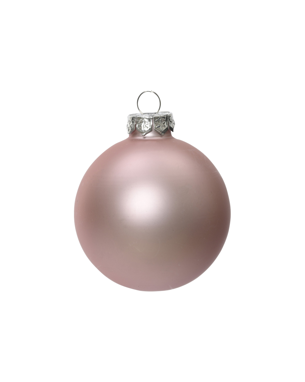 Kerstballen glas 6 cm, koker à 10, poederroze