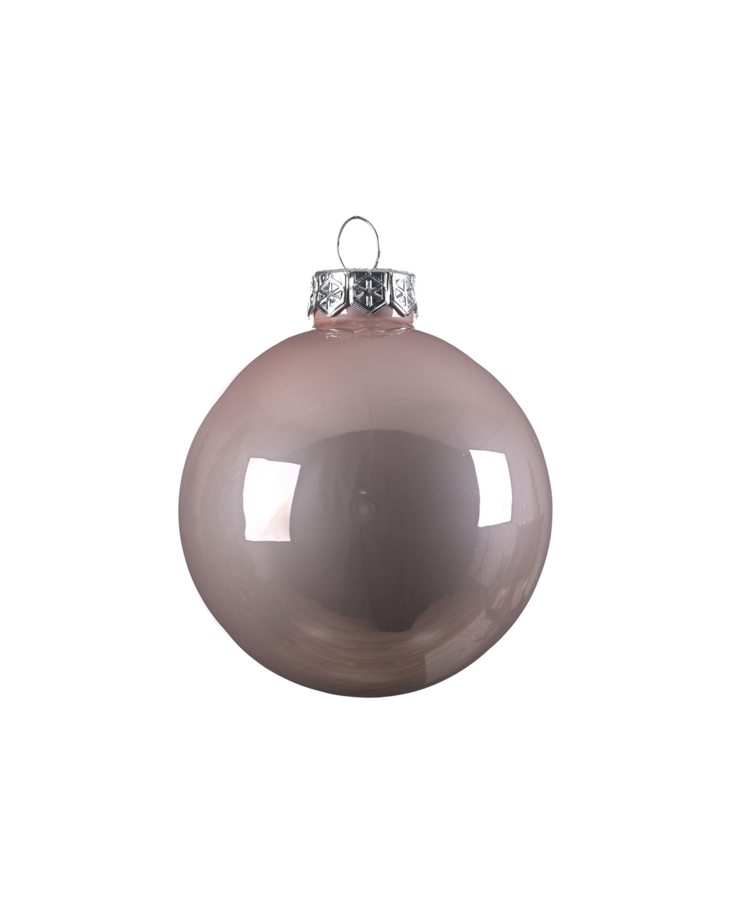 Kerstballen glas 6 cm, koker à 10, poederroze