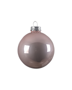 Kerstballen glas 6 cm, koker à 10, poederroze