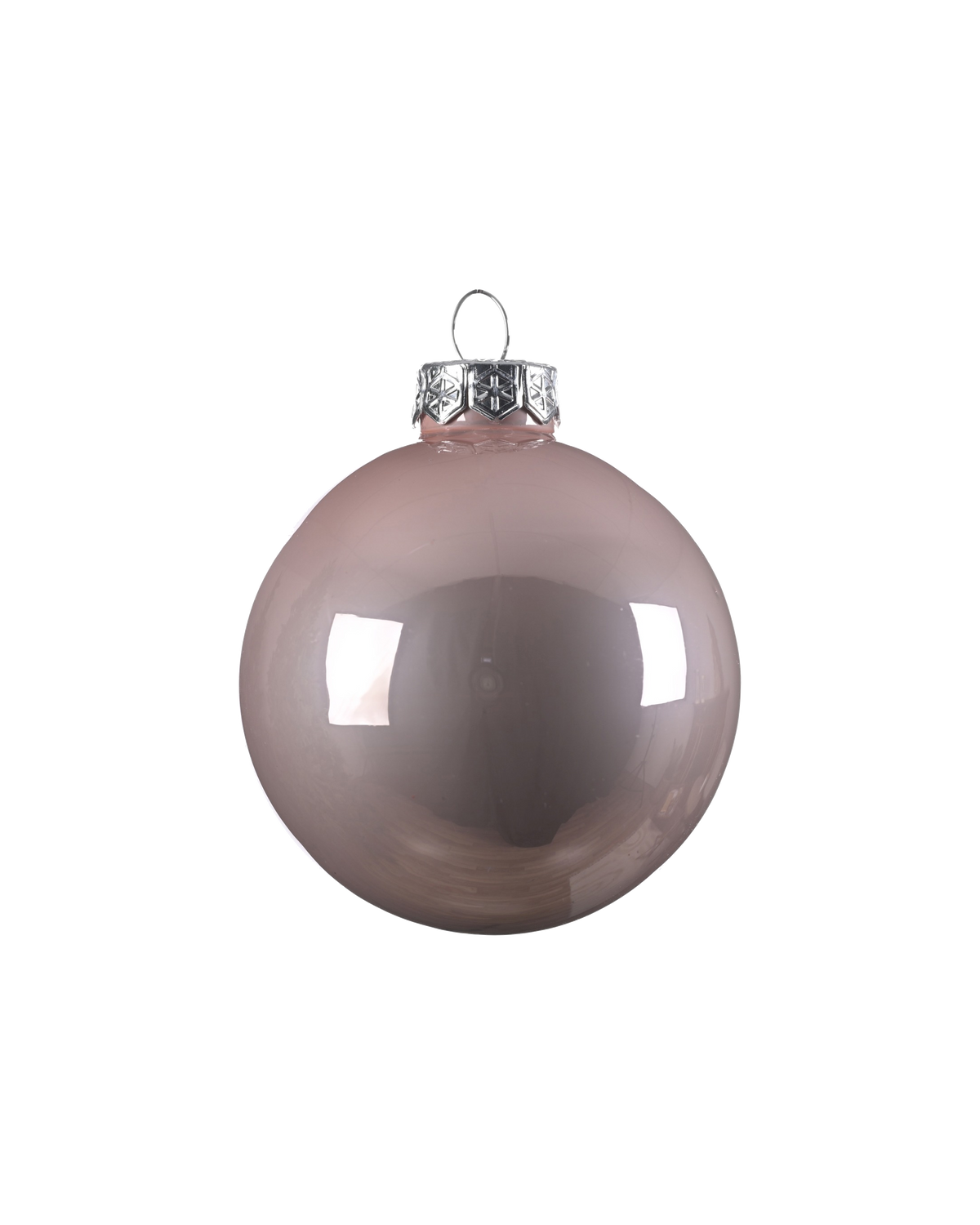 Kerstballen glas 6 cm, koker à 10, poederroze