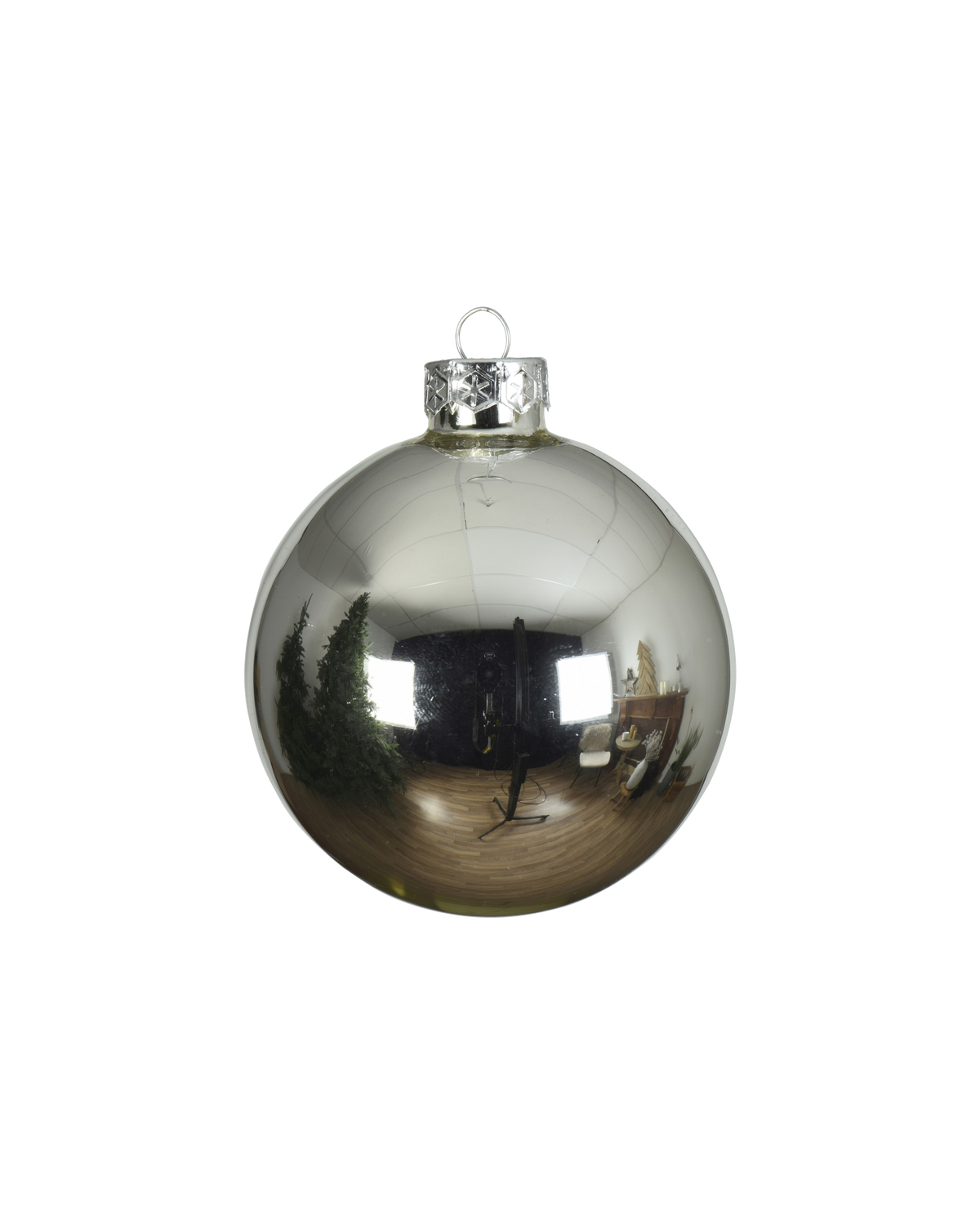 Kerstballen glas 6 cm, koker à 10, zilver