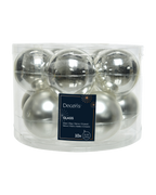 Kerstballen glas 6 cm, koker à 10, zilver