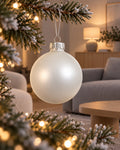 Kerstballen glas 6 cm, koker à 10, winterwit