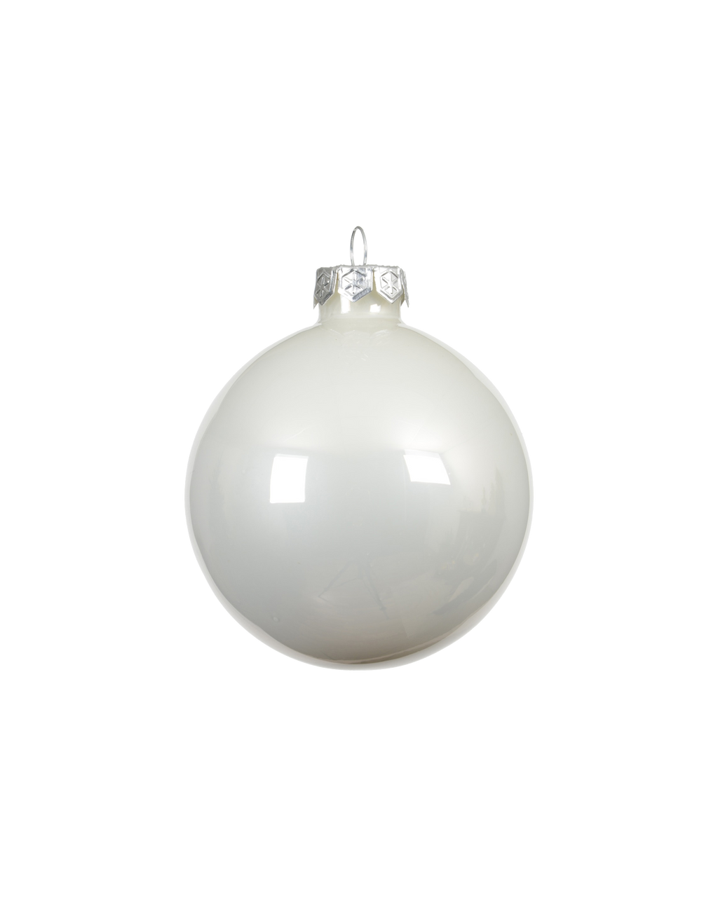 Kerstballen glas 6 cm, koker à 10, winterwit