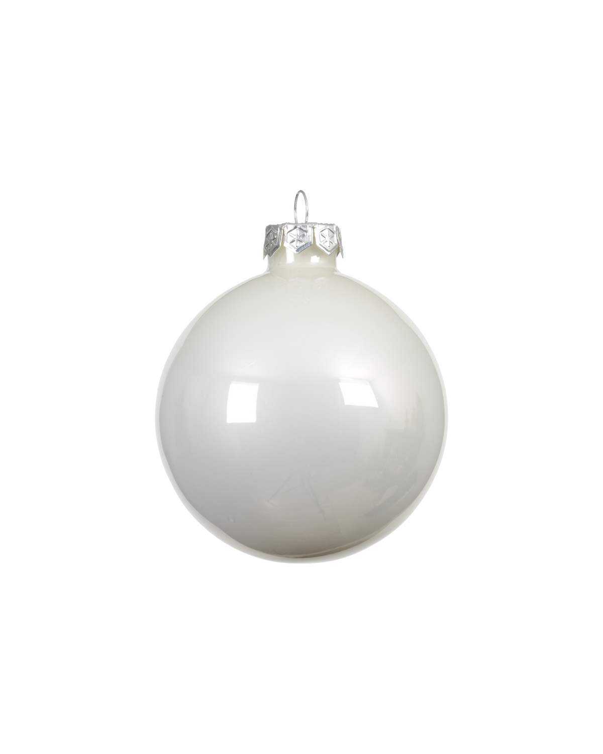 Kerstballen glas 6 cm, koker à 10, winterwit