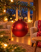 Kerstballen glas 6 cm, koker à 10, kerstrood