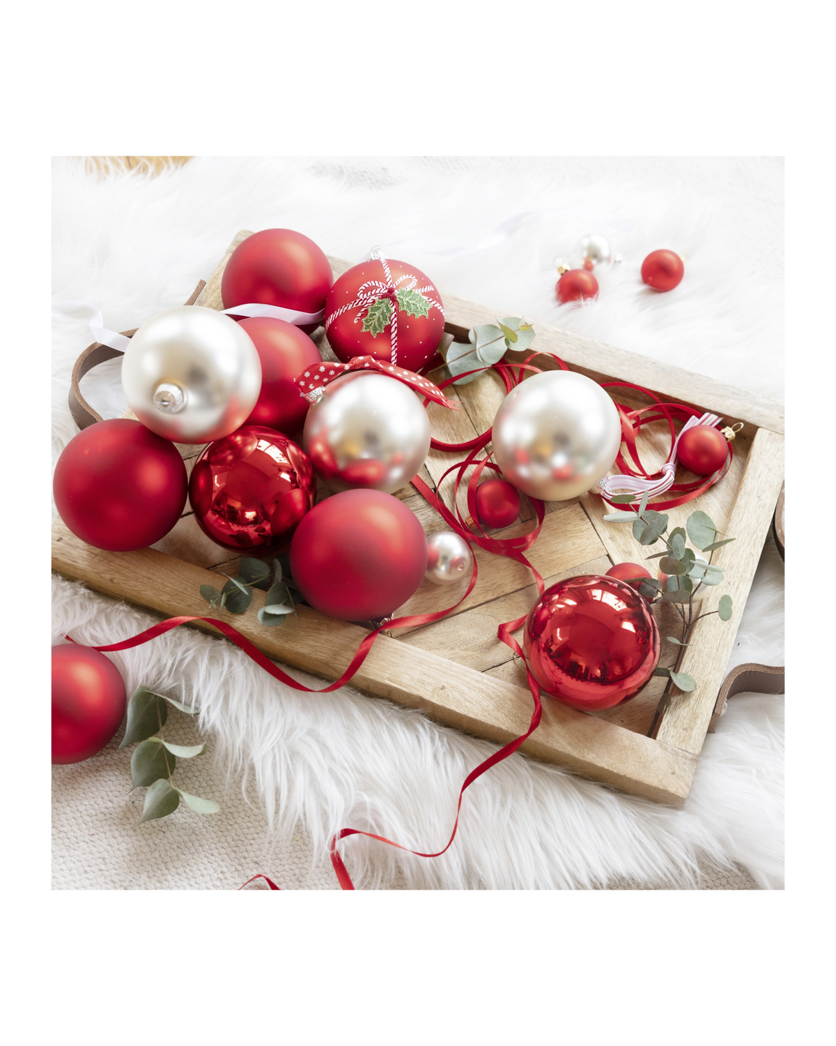 Kerstballen glas 6 cm, koker à 10, kerstrood
