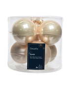 Kerstballen glas 8 cm, koker à 6, parel