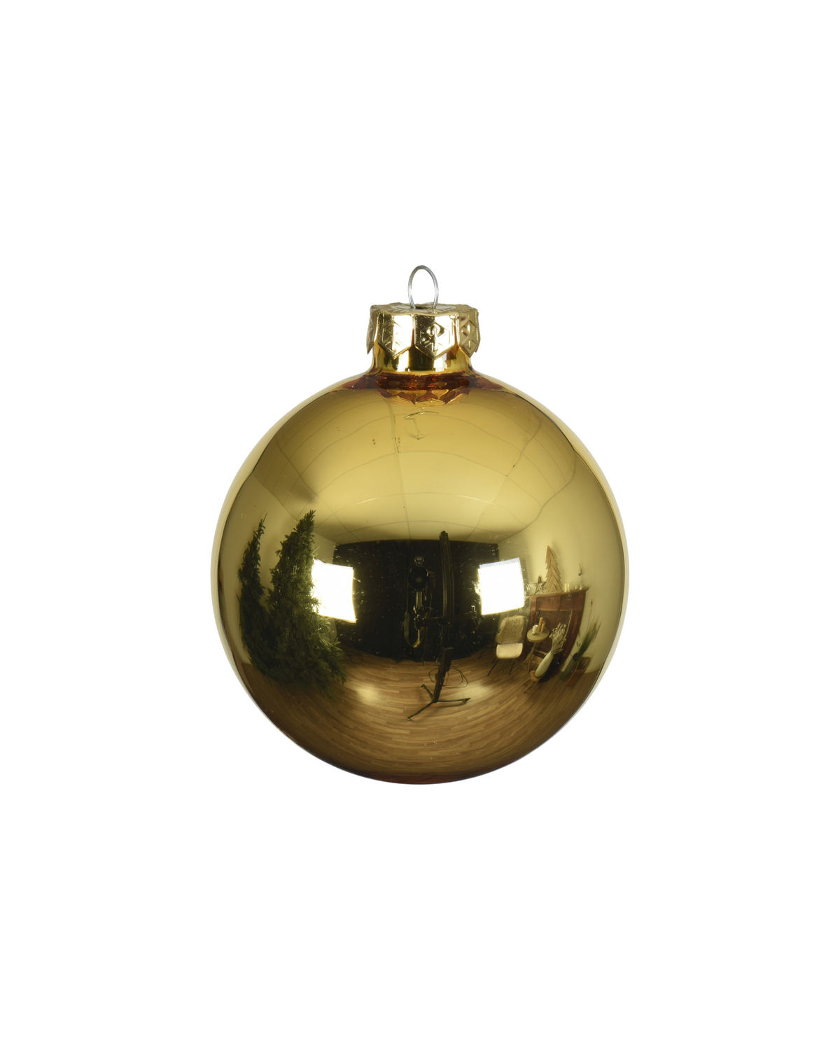 Kerstbal glas 8 cm, licht goud, glans