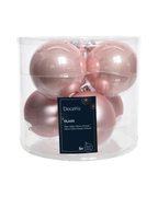 Kerstballen glas 8 cm, koker à 6, poederroze