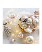 Kerstballen glas 8 cm, koker à 6, poederroze