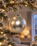 Kerstballen glas 8 cm, koker à 6, zilver