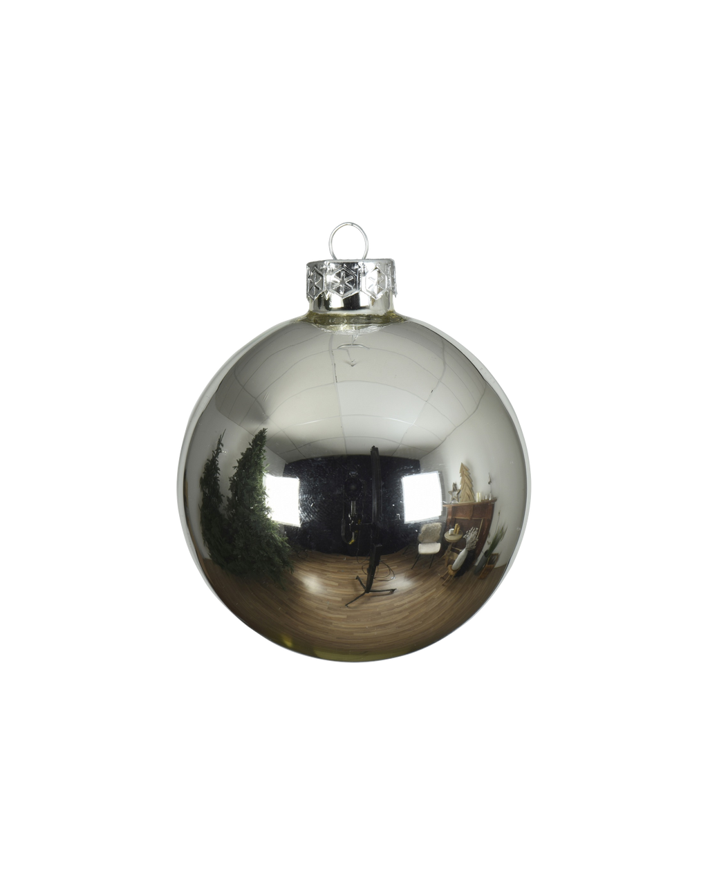 Kerstbal glas 8 cm, zilver, glans