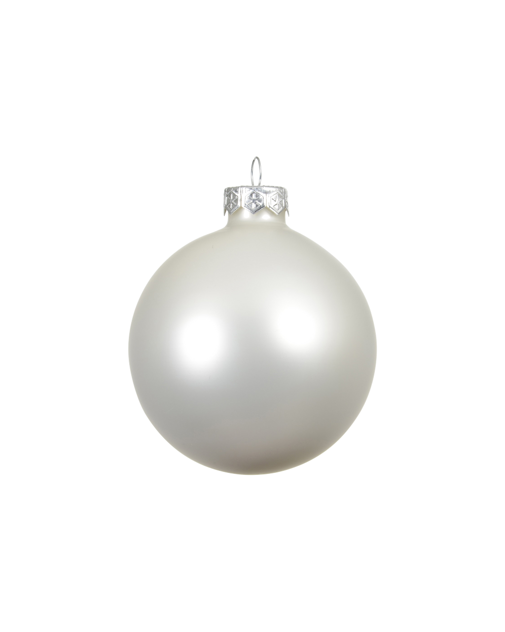 Kerstbal glas 8 cm, winterwit, mat