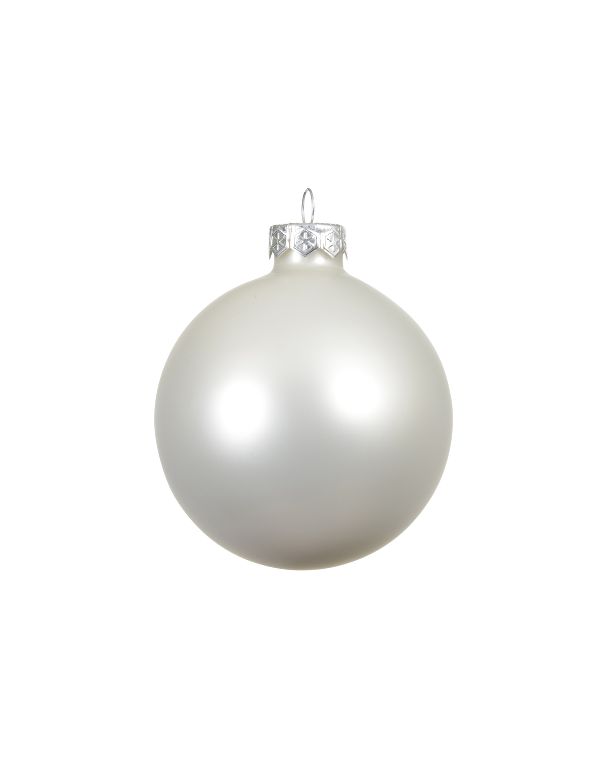 Kerstbal glas 8 cm, winterwit, mat