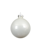 Kerstbal glas 8 cm, winterwit, glans
