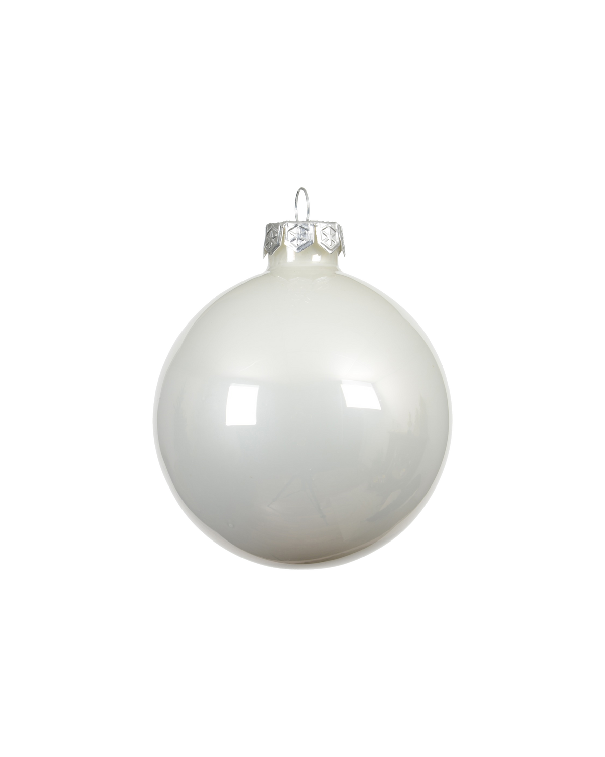Kerstbal glas 8 cm, winterwit, glans