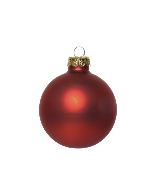 Kerstbal glas 8 cm, kerstrood, mat