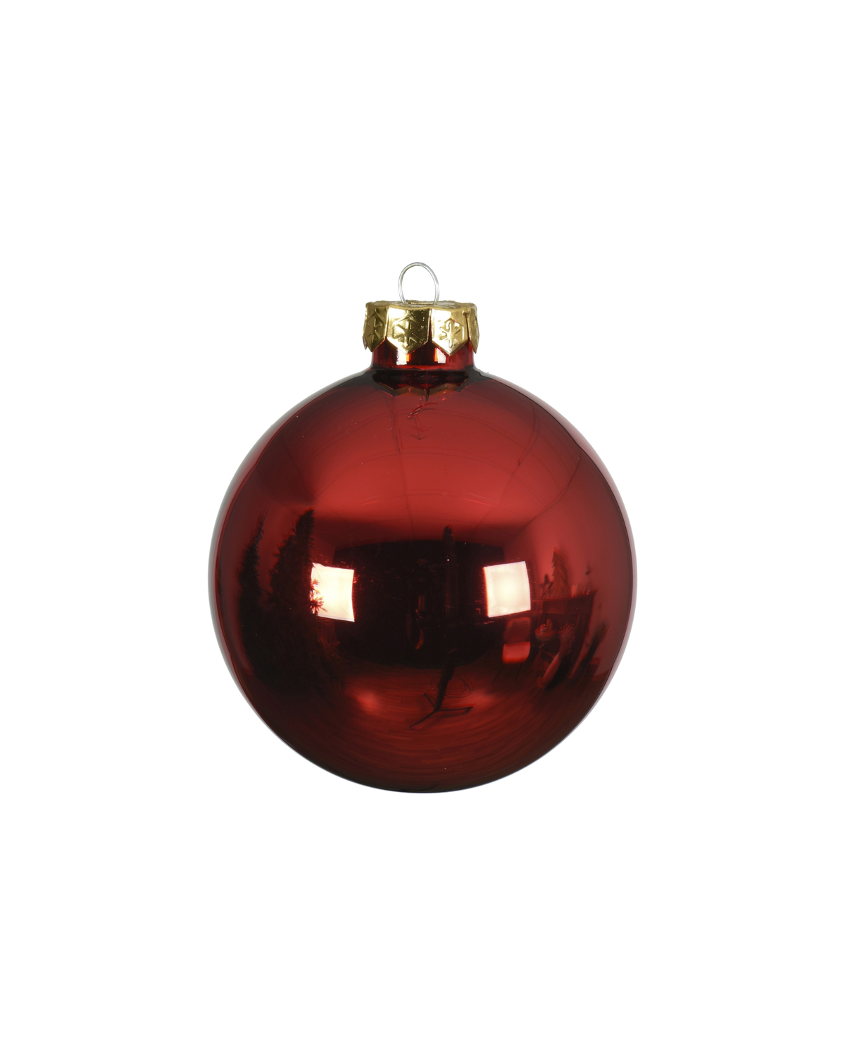 Kerstbal glas 8 cm, kerstrood, glans